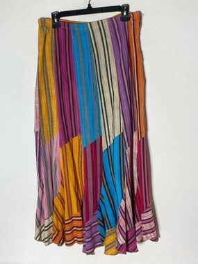Ark Multicolour Multi Print Cotton Striped Colourblock Midi/Maxi Skirt M Boho